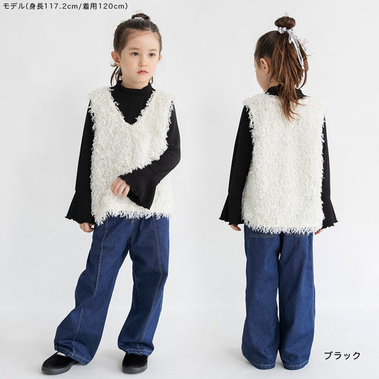 日本童裝 Branshes 毛絨背心上衣套裝 90-150m 女童款 冬季 TOPS