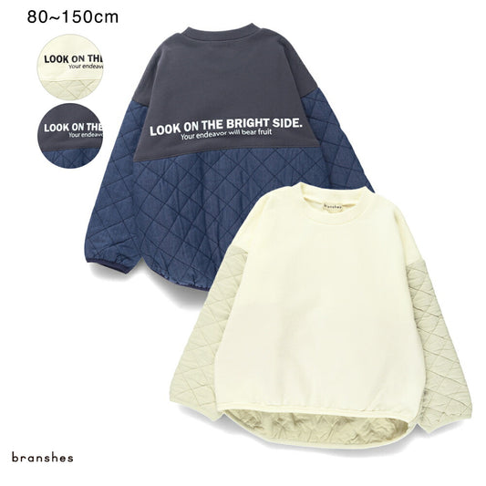 日本童裝 Branshes 菱形絎縫拼接衛衣 80-150cm 男童款 冬季 TOPS