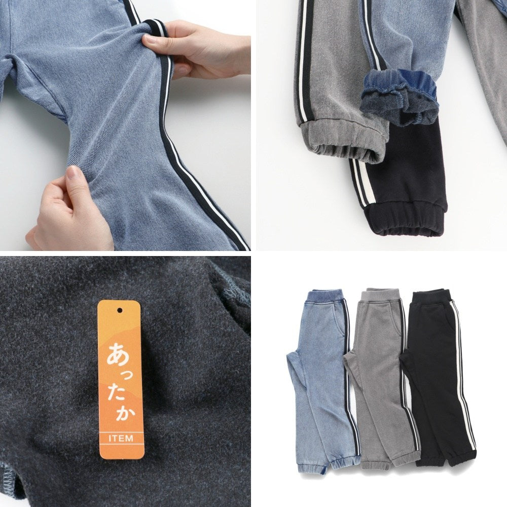 日本童裝 Branshes 抓毛側條紋牛仔褲 80-160cm 男童款 冬季 PANTS