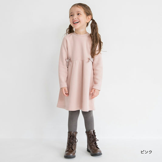 日本童裝 Branshes 抓毛收腰蝴蝶結連身裙 80-150cm 女童款 冬季 DRESSES