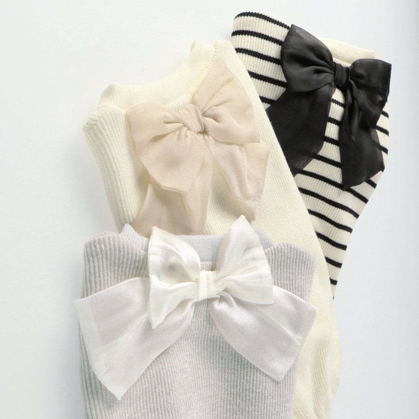 日本童裝 Branshes 緞帶針織上衣 80-150cm 女童款 冬季 TOPS