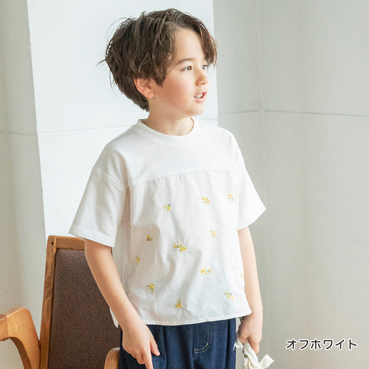 日本童裝 Branshes 花卉刺繡拼接上衣 80-150cm 男童款 夏季 TOPS Flower