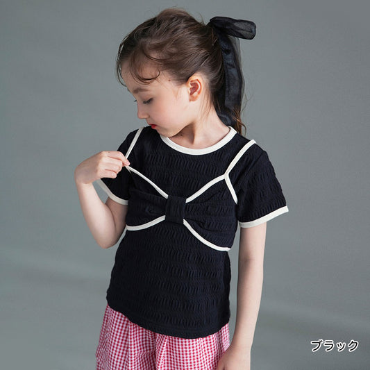 日本童裝 Branshes 緞帶胸衣上衣兩件套裝 100-150cm 女童款 夏季 TOPS