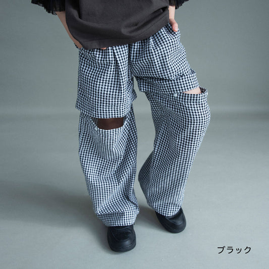 日本童裝 Branshes 2Way 格紋長褲 可拆變成短褲 100-150cm 女童款 夏季 PANTS