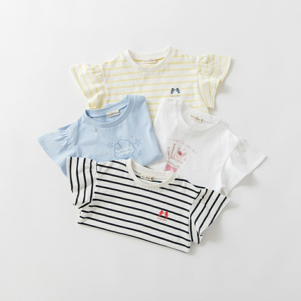 日本童裝 Branshes 印花飛袖上衣 80-130cm 女童款 夏季 TOPS