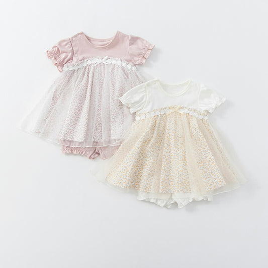 日本童裝 Branshes 薄紗拼接連衣 70-80cm 女童款 初生嬰兒 夏季 Jumpsuit