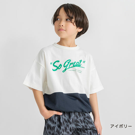 日本童裝 Branshes 雙色拼接短袖上衣 80-150cm 男童款 夏季 TOPS