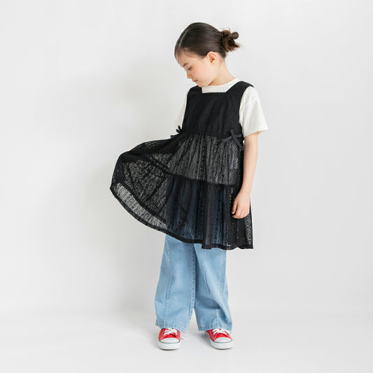 日本童裝 Branshes 蕾絲長版背心上衣兩件套裝 80-150cm 女童款 夏季 TOPS