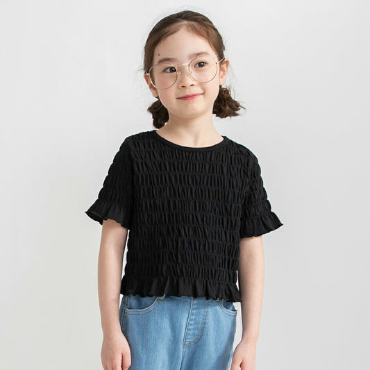 日本童裝 Branshes 打攬皺皺碎花上衣 80-150cm 女童款 夏季 TOPS
