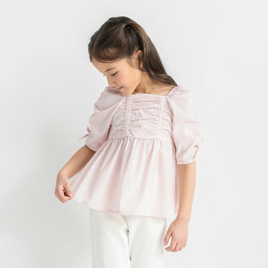 日本童裝 Branshes 緞帶蝴蝶結手袖上衣 90-150cm 女童款 夏季 TOPS