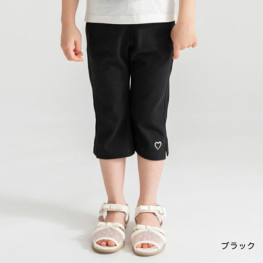 日本童裝 Branshes 心形刺繡彈力七分褲 80-130cm 女童款 夏季 PANTS