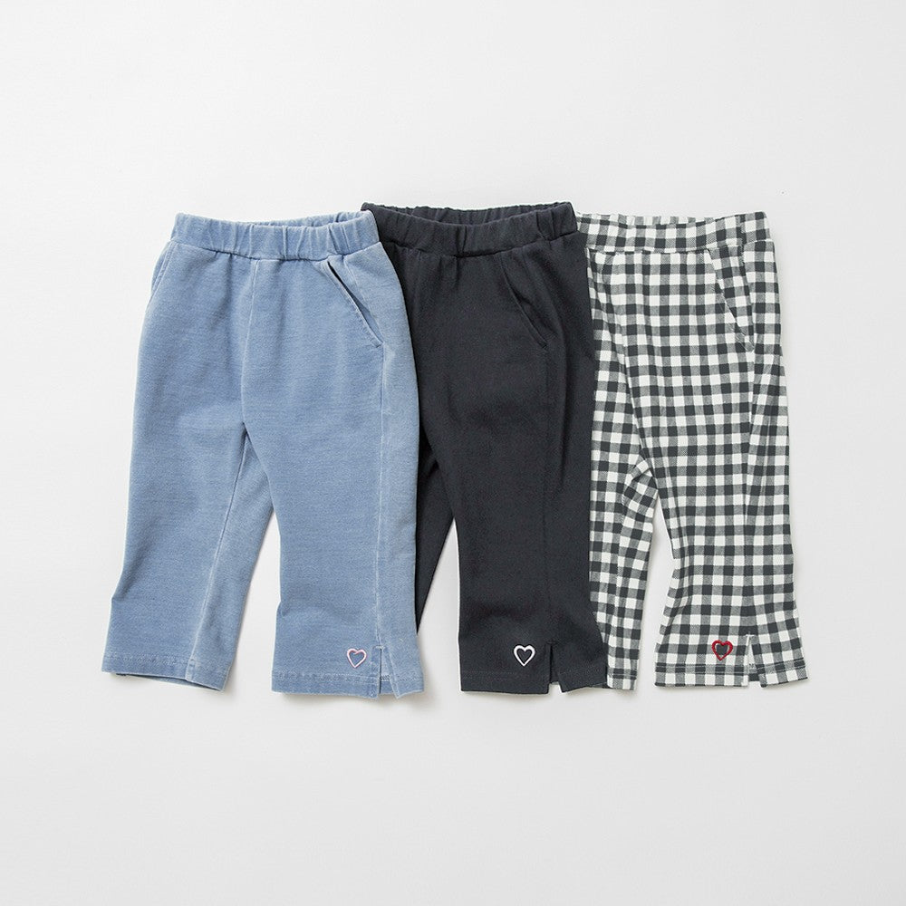 日本童裝 Branshes 心形刺繡彈力七分褲 80-130cm 女童款 夏季 PANTS