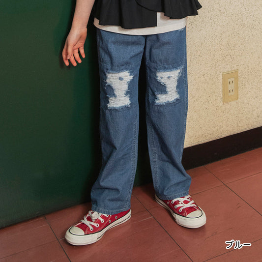 日本童裝 Branshes【Ou? by EDWIN】破洞牛仔褲 90-150cm 女童款 夏季 PANTS