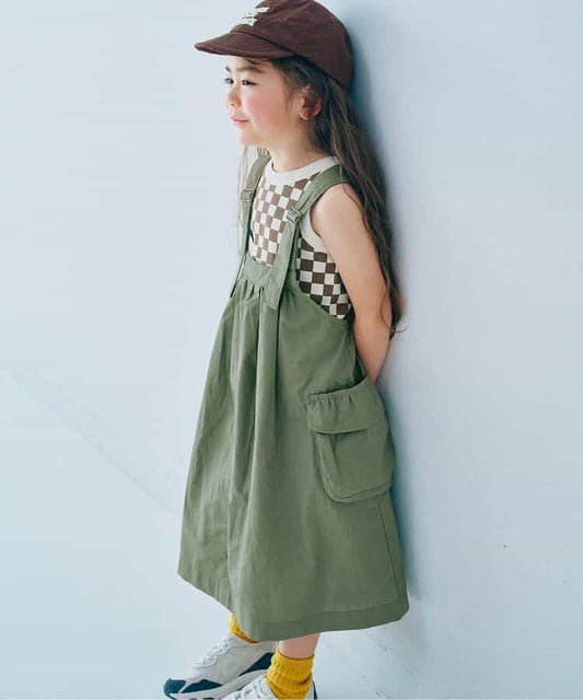 日本童裝 p.premier 大口袋工裝吊帶連身裙 80-140cm 女童款 夏季 DRESSES
