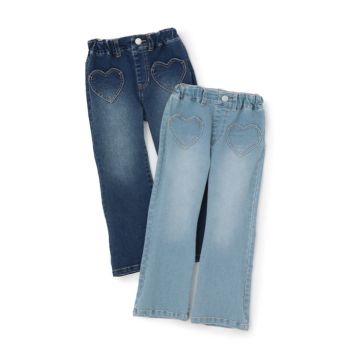 日本童裝 Ly# mine 彈力心形口袋喇叭牛仔褲 100-150cm 女童款 夏季 PANTS