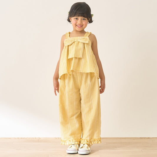 日本童裝 Ly# mine 蝴蝶結吊帶長褲兩件套裝 100-150cm 女童款 夏季 TOPS PANTS