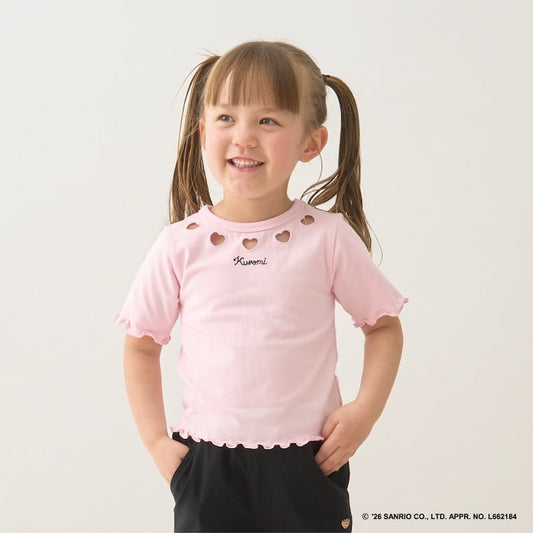 日本童裝 Ly# mine x Sanrio 防UV 吸水速乾【不易變形】鏤空心心印花上衣 100-140cm 女童款 夏季 TOPS
