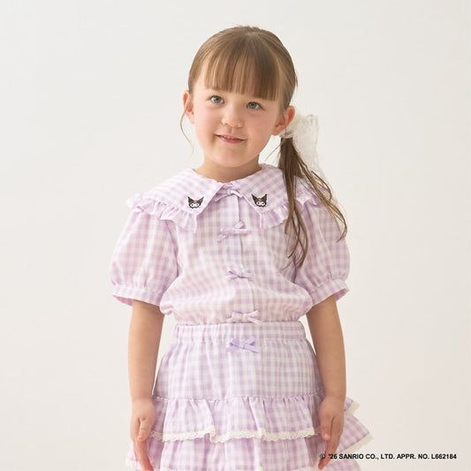 日本童裝 Ly# mine x Sanrio 格紋翻領襯衫 100-140cm 女童款 夏季 TOPS