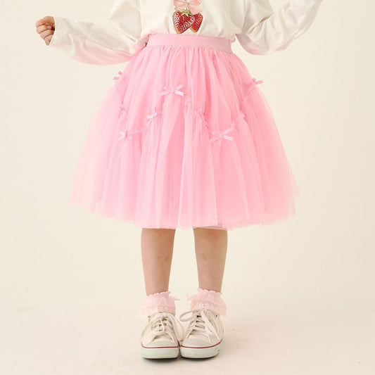 日本童裝 Ly# mine 絲帶蝴蝶結網紗短裙 100-150cm 女童款 夏季 SKIRTS