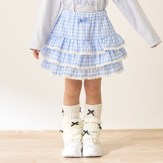 日本童裝 Ly# mine 防UV 格紋蛋糕短裙 100-150cm 女童款 夏季 SKIRTS
