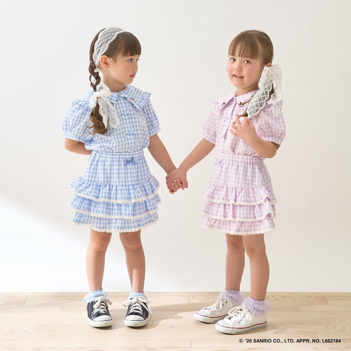 日本童裝 Ly# mine 防UV 格紋蛋糕短裙 100-150cm 女童款 夏季 SKIRTS