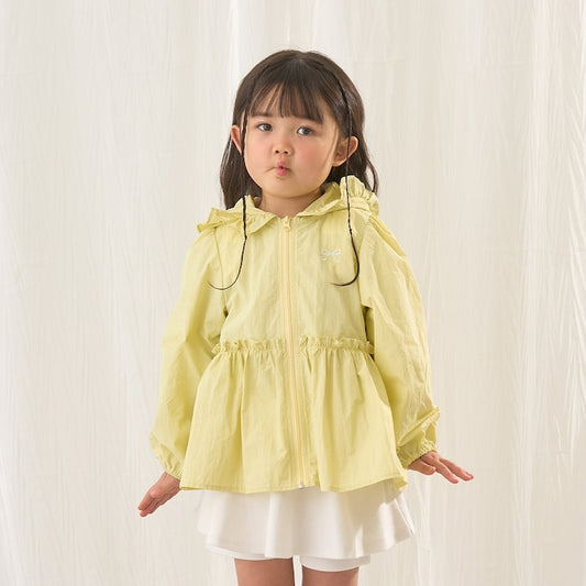 日本童裝 Ly# mine 防UV 荷葉邊拉鍊連帽外套 100-150cm 女童款 夏季 OUTERWEAR