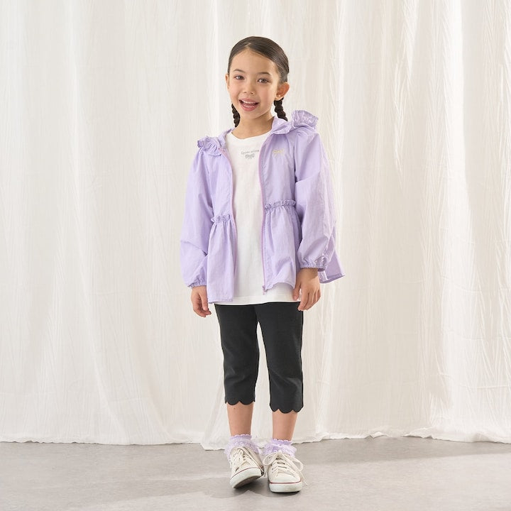 日本童裝 Ly# mine 防UV 荷葉邊拉鍊連帽外套 100-150cm 女童款 夏季 OUTERWEAR