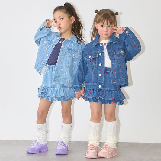日本童裝 Ly# mine 刺繡圖案牛仔外套 100-150cm 女童款 夏季 OUTERWEAR