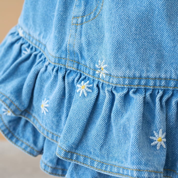 日本童裝 Ly# mine 刺繡花紋牛仔短裙 100-150cm 女童款 夏季 SKIRTS