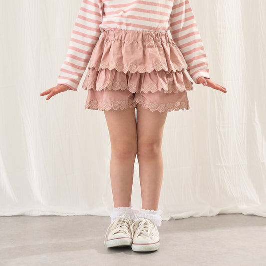 日本童裝 Ly# mine 心形刺繡扇貝層裙褲 100-150cm 女童款 夏季 PANTS