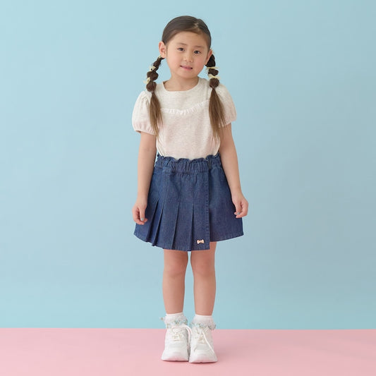 日本童裝 Ly# mine 牛仔百摺裙褲 100-150cm 女童款 PANTS
