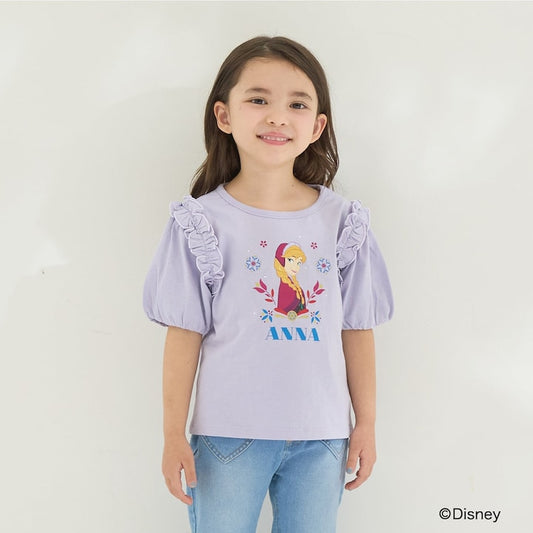 日本童裝 Ly# mine x Disney 防UV 吸水速乾 【棉100%不易變形】Frozen印花上衣 100-140cm 女童款 夏季 TOPS