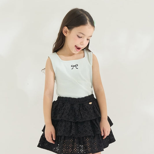 日本童裝 Ly# mine 2Way 前後兩著 刺繡蝴蝶結背心 100-150cm 女童款 夏季 TOPS