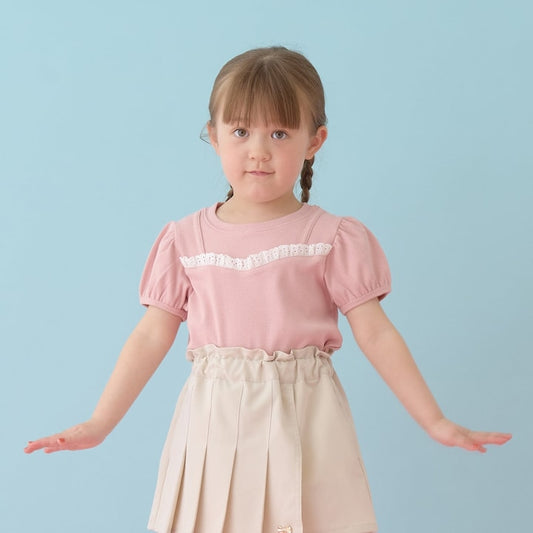 日本童裝 Ly# mine 假吊帶拼接蕾絲上衣 100-150cm 女童款 夏季 TOPS