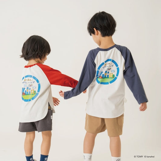 日本童裝 b・R# x 集合吧!PLARAIL玩具車 防污系列 吸水速乾 印花上衣 90-120cm 男童款 夏季 TOPS