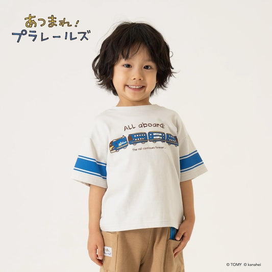 日本童裝 b・R# x 集合吧!PLARAIL玩具車 2Way 前後兩著 防污系列 吸水速乾 印花上衣 90-120cm 男童款 夏季 TOPS