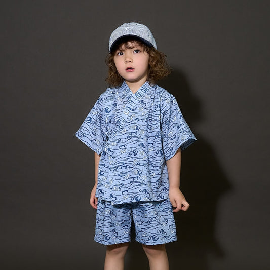 日本童裝 b・R# 接觸冷感 日本甚平 日本和服 100-130cm 男童款 夏季 TOPS PANTS 日本夏祭慶典特輯