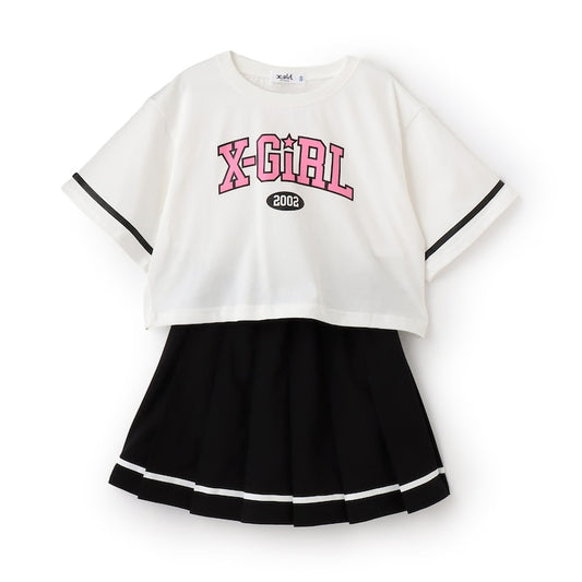日本童裝 X-girl Stages 學院風上衣及百褶裙套裝 100-140cm 女童款 夏季 TOPS SKIRTS