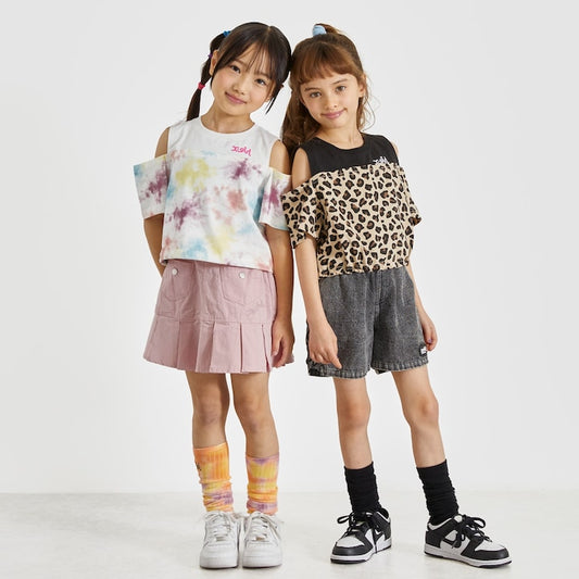 日本童裝 X-girl Stages 露肩印花上衣 90-140cm 女童款 夏季 TOPS