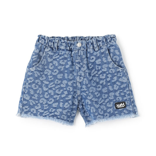 日本童裝 X-girl Stages 豹紋提花牛仔短褲 90-140cm 女童款 夏季 PANTS