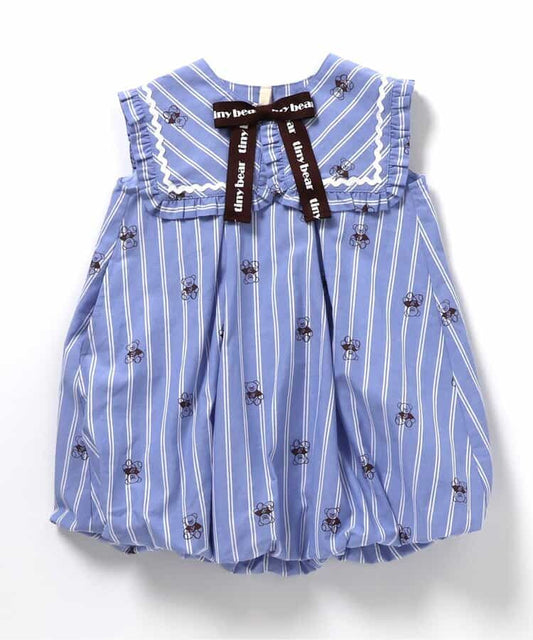 日本童裝 apres les cours x tiny bear 水手領泡泡連身裙 80-120cm 女童款 夏季 DRESSES