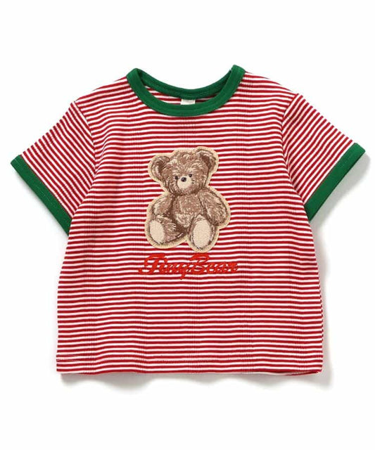 日本童裝 apres les cours x tiny bear 刺繡間條上衣 80-120cm 男童款/女童款 夏季 TOPS