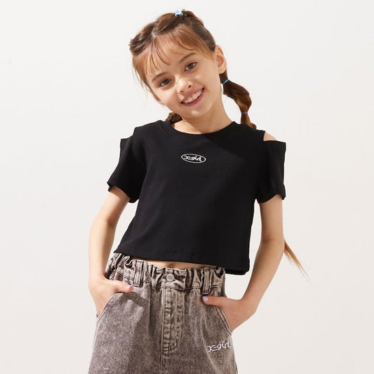 日本童裝 X-girl Stages 防UV 露肩短款上衣 110-140cm 女童款 夏季 TOPS