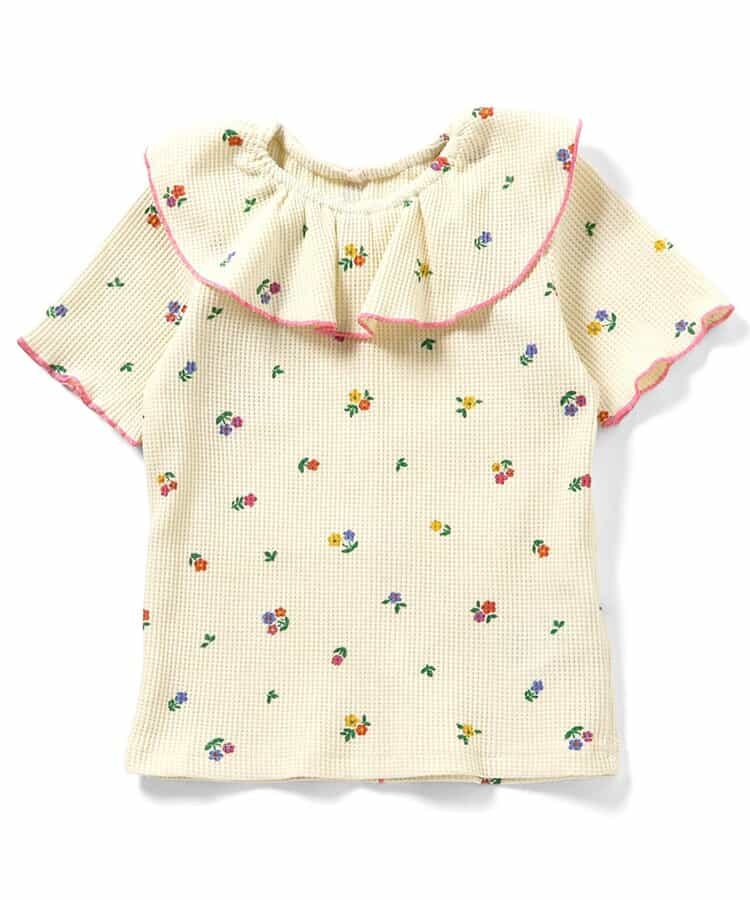日本童裝 apres les cours 華夫格荷葉領上衣 80-140cm 女童款 夏季 TOPS