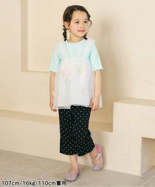 日本童裝 apres les cours 花朵和心形薄紗上衣 80-140cm 女童款 夏季 TOPS