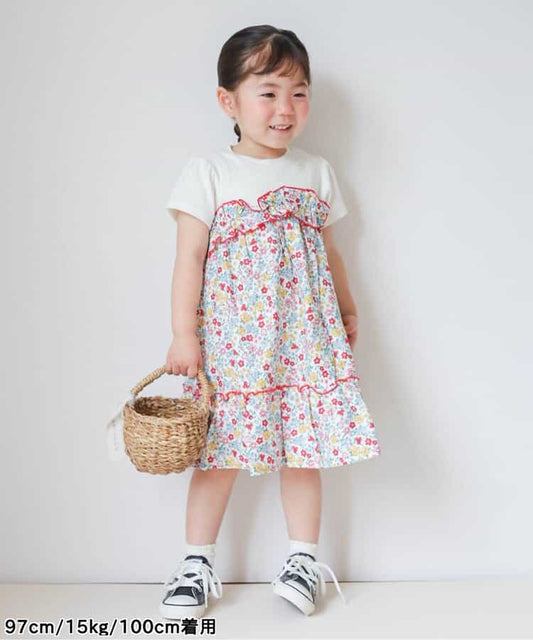 日本童裝 apres les cours 碎花拼接連身裙 80-140cm 女童款 夏季 DRESSES