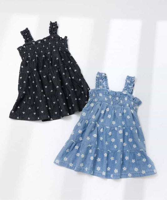 日本童裝 apres les cours 印花緞帶連身裙 80-140cm 女童款 夏季 DRESSES