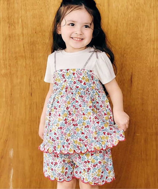 日本童裝 apres les cours 碎花拼接上衣 80-140cm 女童款 夏季 TOPS