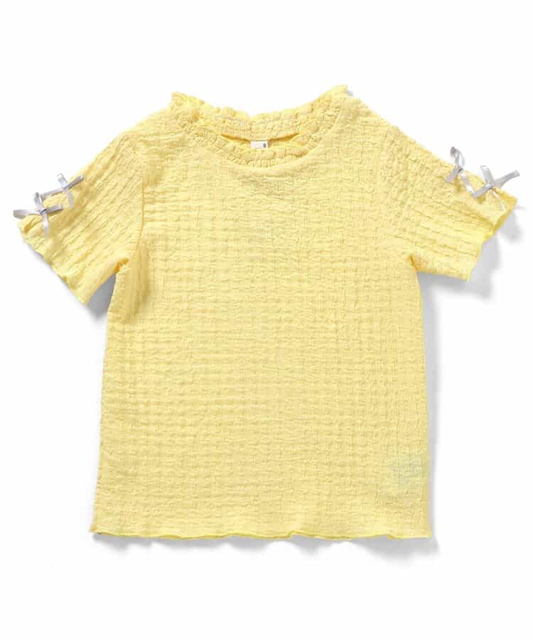 日本童裝 apres les cours 提花袖緞帶上衣 80-140cm 女童款 夏季 TOPS