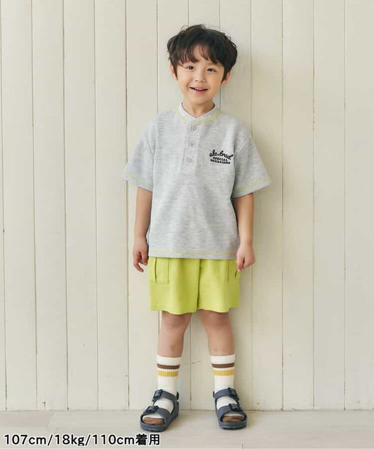 日本童裝 apres les cours 亨利領口星星貼片兩件套裝 80-130cm 男童款 夏季 TOPS PANTS